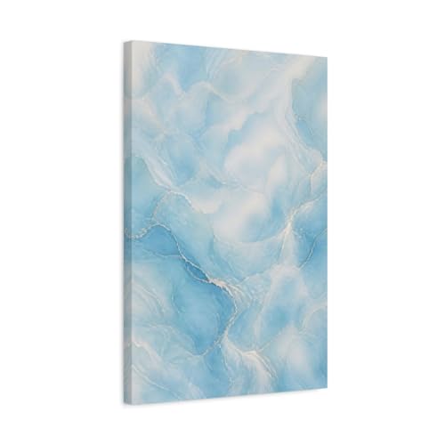 Impression sur toile bleu abstrait effet marbre châssis épais 3 cm de qualité supérieure