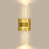 PEESIN LED Wall Sconces, Modern Sconces Wall Lighting with Crystal Bubble Glass, Brushed Gold Wall S