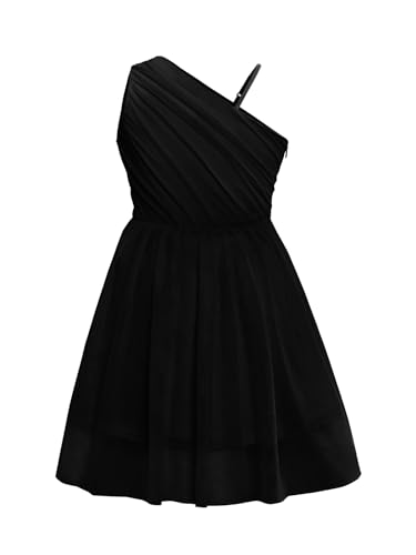 Batermoon Girls One Shoulder Dress Summer Party Graduation Semi Formal Short Dresses 5-14 Years