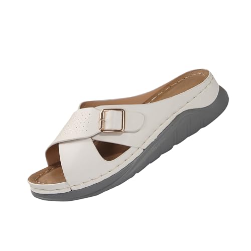Chanclas de mujer de verano ortopédicas elegantes antideslizantes zapatos ortopédicos transpirables planta ancha pantuflas casa mar playa zapatillas con cuña abiertas ligeras sandalias Slip-On ofertas