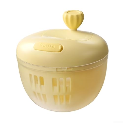 Hilandero de ensalada, deshidratador de verduras, lavadora de frutas, secador de ensalada manual, herramienta de cocina con lavabo para lechuga verde (amarillo)