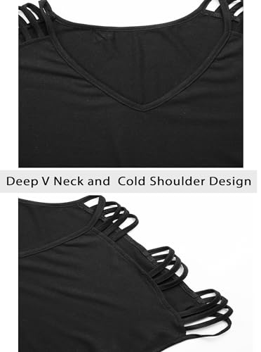 Remidoo Women's Ladder Cut Out T Shirt Tops Short Sleeve V Neck Tee Top Blouses4
