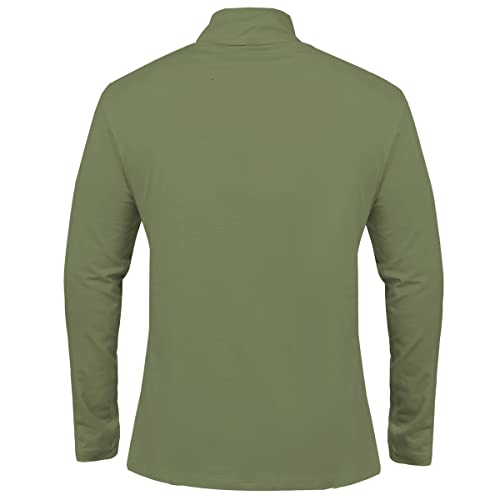 Carwornic Men's Long Sleeve Shirt Quarter Zip Pullover Casual Slim Fit Stretch Cotton Shirt Fashion Classic Fit Basic Designed Golf Shirt Zip Up Neck Work Tee Shirts Grass Green #TOP1