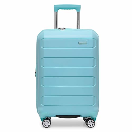 Traveler's Choice Pagosa Indestructible Hardshell Expandable Spinner Luggage, Baby Blue, 22-Inch Carry-on - Image 3