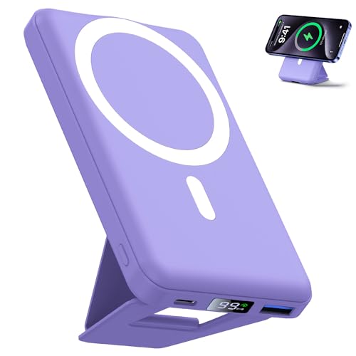 YAGOPAL Magsafe Power Bank 10000mAh Magnetic Wireless Power Bank with Foldable Stand and LED Display Portable Charger 22.5W PD Fast Charging Battery Pack For iPhone 15/14/13/12 Mini Pro/Pro Max