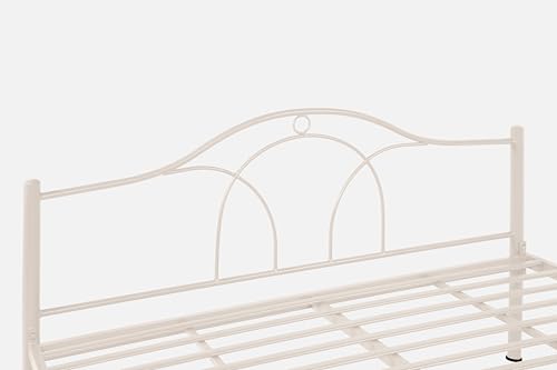 Image of Alto Metal King Size Bed Without Storage | Wrought Iron Double Bed with Headboard & Footboard | Sturdy Powder Coated Platform Bed King Size Cot for BedroomLivingRoom Ivory (75x72)