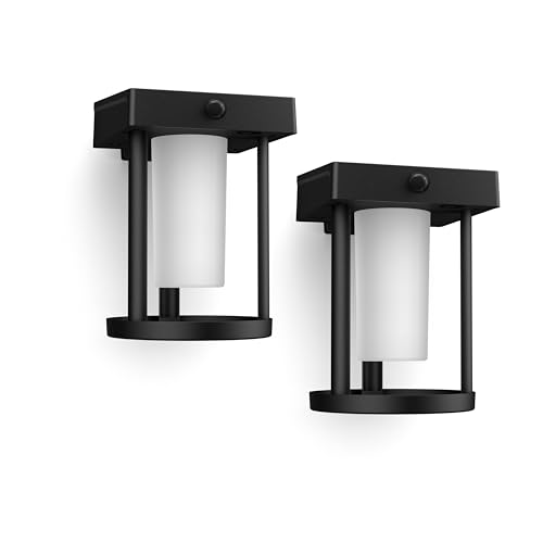 PHILIPS LED Ultra Efficient Solar Cylinder Black Wall Lantern Outdoor 2-Pack Bright White (3000K) 250/20 Lumen (3W = 25W) Weather Resistant - image 2