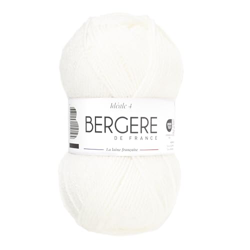 Bergère de France - IDÉALE 4 - Pelote de laine à tricoter et au crochet (50g) - 50% Laine - 4 mm - Fabrication Française - Fil infeutrable pour toute la famille - Beige (BLANC)