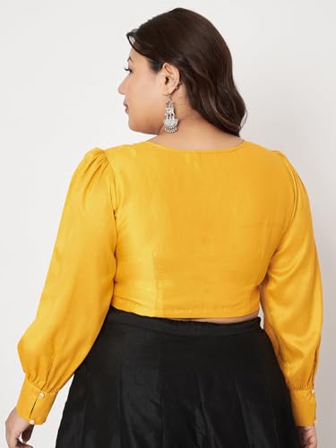 Image of studio rasa Women's Plus Size Chroma Button Down Crop Top for Wedding Festive Party