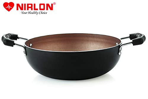 Image of Nirlon Mandala Kitchen Accessories for Cooking Nonstick Kadhai /Wok 1.8 Liter with Handle