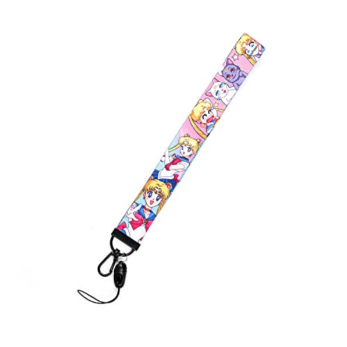 Sailor Moon Pink Lanyard for Keys ID Badge Holder Sailor Moon Keychain Anime Sailor Moon Necklace Jewelry for Girls (SLD-Sailor Moon)