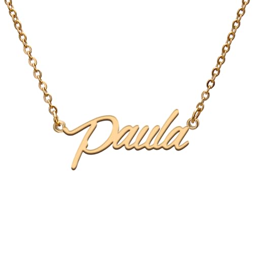 Paula Name Tag Necklaces for Her His Friends Familys Relationship Memory Jewelry Gift