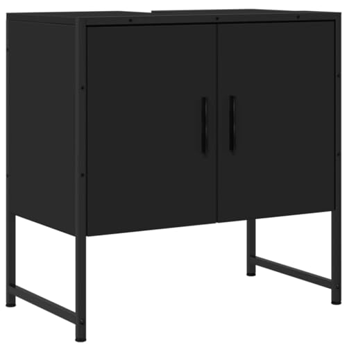 vidaXL Armario para Lavabo de baño Madera ingeniería Negro 60x33x60 cm