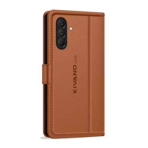 Image of KIVANO LUXE Compatible for Samsung F70 Pro 5G / Samsung M47 5G / Samsung A27 5G Artisanal Leather Wallet Case with Card Holder for Men Women, Magnetic Flip Folio Cover with Stand RFID Blocking Cell