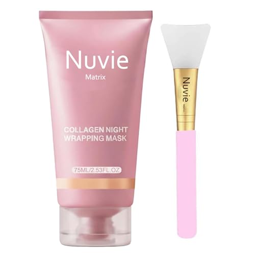 Official Nuvie Collagen Overnight Wrapping Peel Off Face Mask Overnight Collagen Face Mask Easy Peel Off Facial Mask Skin Care Night Mask Reduce Fine Lines & Dullness Anti-Aging Skin Car