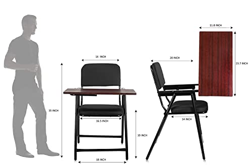 Image of KOORSI & COMPANY. Metal Folding Study Chair with Writing Pad and Cushion with 6 Month Limited Warranty Ergonomic Compact Reading Chair for Students /Adults (Black)