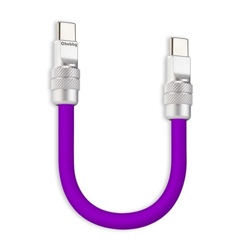 chubbycable Short USB C to C Cable 240W Charging Cable, Purple, 10 inch