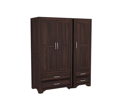 Image of Solid Sheesham Wood Wardrobe Storage | Almirah for Bedroom - Solid Wood Large Cupboard | (C-Walnut)