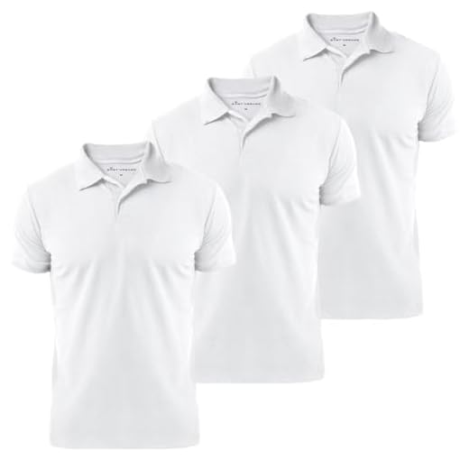 Kit 3 Camisas Polo Masculina Básica Lisa Piquet Premium (BR, Alfa, P, Regular, Branco)