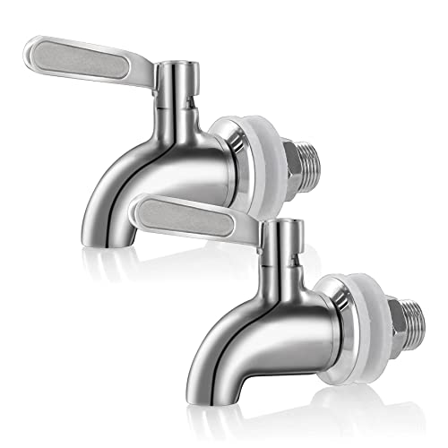 Kyraton Rubinetti per distributore di acqua potabile 2 pezzi, rubinetto di ricambio per distributore di bevande in acciaio inox, durevole e senza perdite