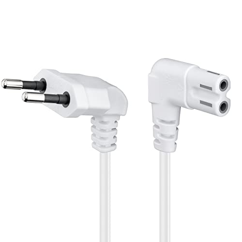 Goobay 97356 Câble d'alimentation prise EU type C coudé vers prise double Femelle type C7 coudé; 3,0 m; blanc