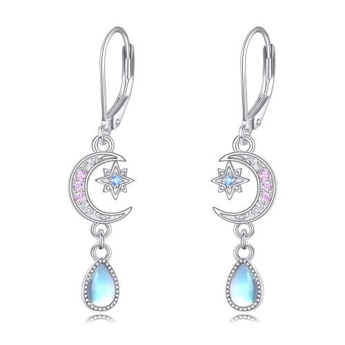 Boucles d'oreilles pendantes lune VONALA en argent 925 hypoallergénique contre les irritations