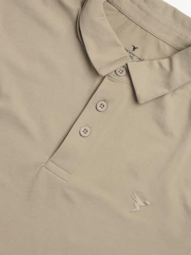 Image of TECHNOSPORT Men's Solid Slim Fit Polo Collar T-Shirt COTFLEX Half Sleeve Button Polyester for Gym Running Workout UPF50+ Anti Odour