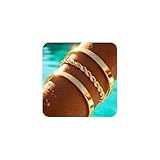 Picuzzy Gold Bangle Bracelets for Women, Non Tarnish Trendy 14K Gold Plated Cuff Bracelets Stackable for Women,Waterproof Rope Bracelet Stack Gold Jewelry Gifts Dainty Accessories