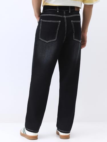 Image of Urbano Fashion Men's Loose Baggy Fit Washed Jeans Non-Stretchable