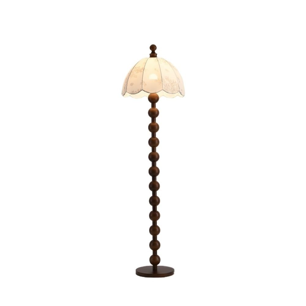 Kp6xLf3gT Corner Standing Lamp Brown Fabric Shade Living Room Floor Lamp Hotel Bedroom Bedside Decorative Wooden Vertical Table Lamps