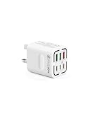 50W USB C Plug, 6 Port USB Fast Charger Plug UK 3 Port PD Power Adapter +3 QC Multi Mains Wall Charger Multiport Type C Charging Plug for iPhone 16 15 14 13 12 11 Pro Max Plus XS XR SE 8,iPad,Samsung