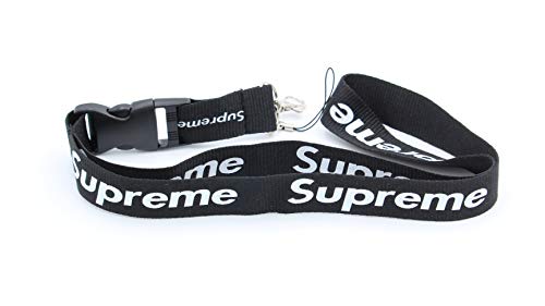 Supreme Black Landyard Urban Style - Correa de Cuello para teléfonos móviles, Llaves y Accesorios