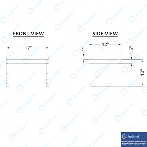 Image of AmGood 12 in. x 12 in. Stainless Steel Wall Shelf | NSF | Metal Shelving | Garage, Laundry, Storage, Utility Room | Restaurant, Commercial Kitchen