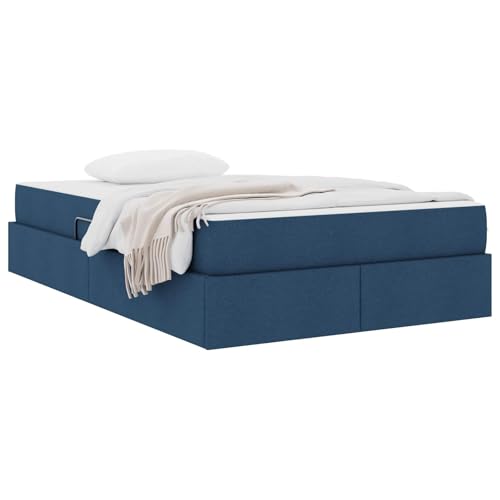 vidaXL Cama con Almacenamiento y colchón Azul 120 x 190 cm Poliéster, Cama Moderna y estilosa, Marco de Almacenamiento Duradero, solución compacta para tu Dormitorio