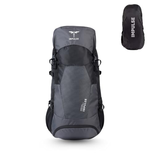 Impulse Urban Trek 75L Travel Bag with Rain Cover|Water Resistant|Padded Adjustable Shoulder Straps & Waist Belt | Ideal for Hiking, Camping & Travel Rucksack Backpack- Black |1 Year Warranty