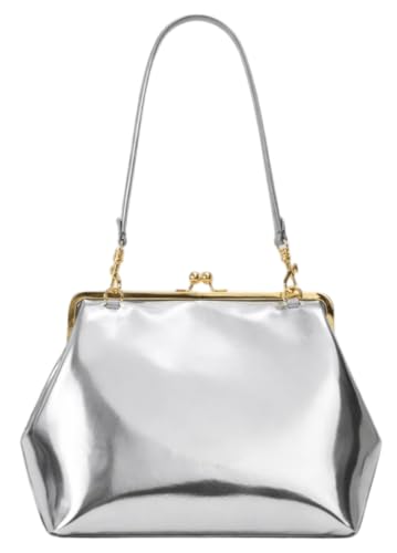 Image of Slouchy Kiss Lock Crossbody Bags Women Crescent KissLock Cross Body Hobo Shoulder Purses Kiss Clasp Hobo Handbags Wallet