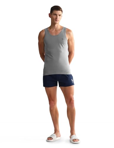 Image of U.S. Polo ASSN. Mens OEV05 Solid Cotton Vest - Pack of 2