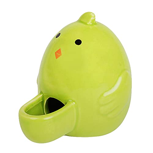 BIGCAKE Hamster Drinking Feeder Bottle Ceramics Small Animal Slient Waterer Automatic Water Dispenser Food Bowl for Syrian Hamster Hedgehog Gerbil Rat (Green)