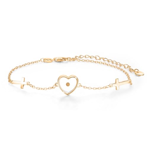 OHAYOO Mustard Seed Cross Bracelet – 925 Sterling Silver Faith Bracelet for Women – Christian Jewelry, Mother's Day, Birthday, Graduation Gifts
