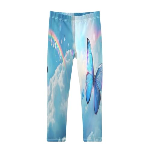 Toddler Girls Leggings Printed Yoga Pants Leggings Cute Blue Butterfly Rainbow for Kids