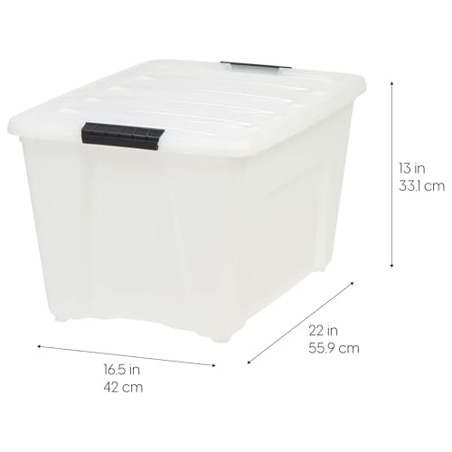 Image of IRIS USA 8 Pack 54 Qt Storage Bin Plastic Gasket Box, Tight Latching Lids, Pearl
