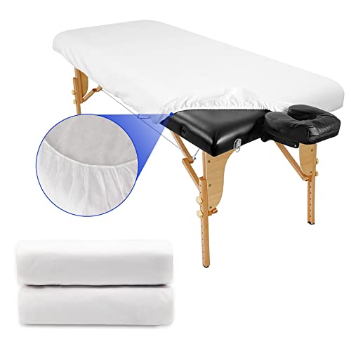 Lot de 2 Housses de Protection pour lit de Massage, RNGWAPER 80 x 190cm Drap de lit de Massage, Lavable Drap doux pour Salon de beauté, Spa, Hôpital