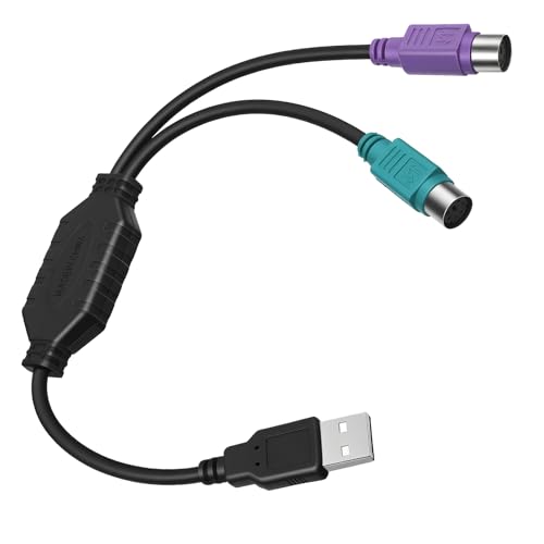 Gtziqa PS/2 to USB Cable USB to PS/2 Converter Adapter Dual PS/2 Adapter for PS/2 Keyboard Mouse Computers Accessories (Black)