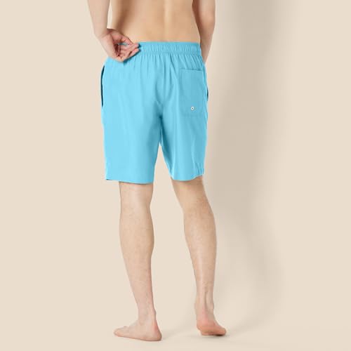 Amazon Essentials Herren 23cm Badehose mit Netzfutter, Taschen und Kordelzugverschluss, Aquablau, L
