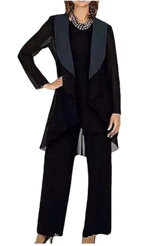 3 Pieces Mother of The Bride Pant Suits for Wedding Chiffon Formal Pant Suit for Women Dressy