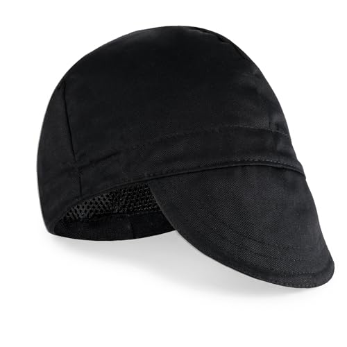 Image of KFHENSOMR Reversible Welding Cap, Flame Resistant Protective Welders Cap, Washable Cotton Cloth Welding-Hat for Safety and Head Protection While Welding to Men Women (Black)