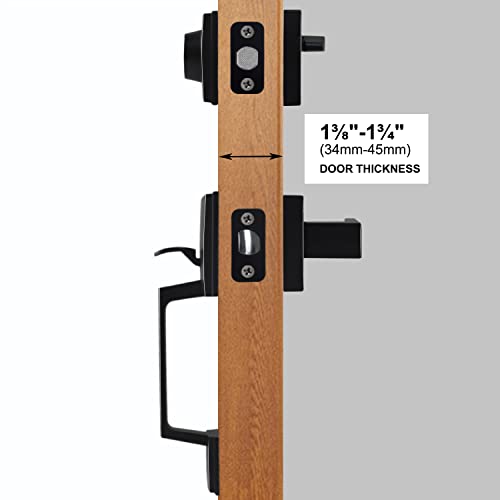 Gykle Front Door Handleset Matte Black Door Lock Handle With Single Cylinder Deadbolt Exterior Lever For Right And Left Handed Doors (Modern Black) #TOP6