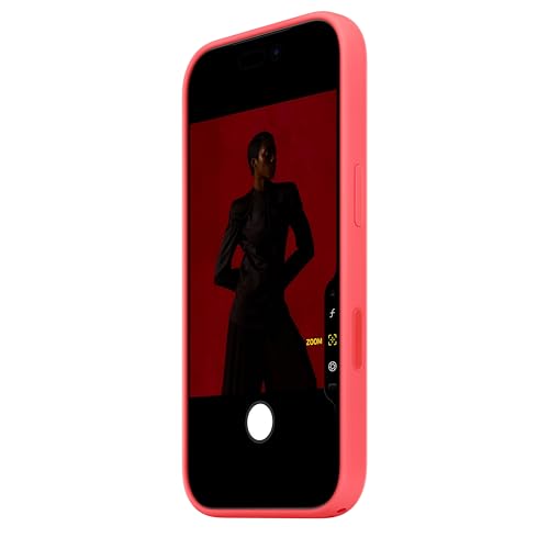 Image of Apple iPhone 17 Pro Silicone Case with MagSafe and Camera Control: Lightweight Phone Case, Wireless Charging Compatible, Smooth Matte Finish; Bright Guava 