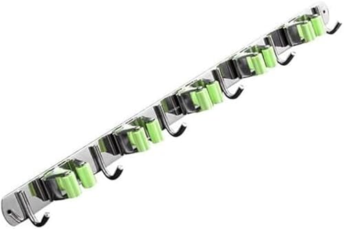 Mop and Broom Holder,Mop Broom Holder, Wall-Mounted Buckle Design Cleaning Tool Storage Rack, Garden and Kitchen Garage Tool Racks for Garage/Laundry(38.4x3cm)