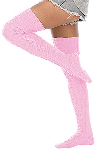 Image of Leoparts Women's Cable Knitted Thigh High Boot Socks Extra Long Winter Stockings Over Knee Leg Warmers
